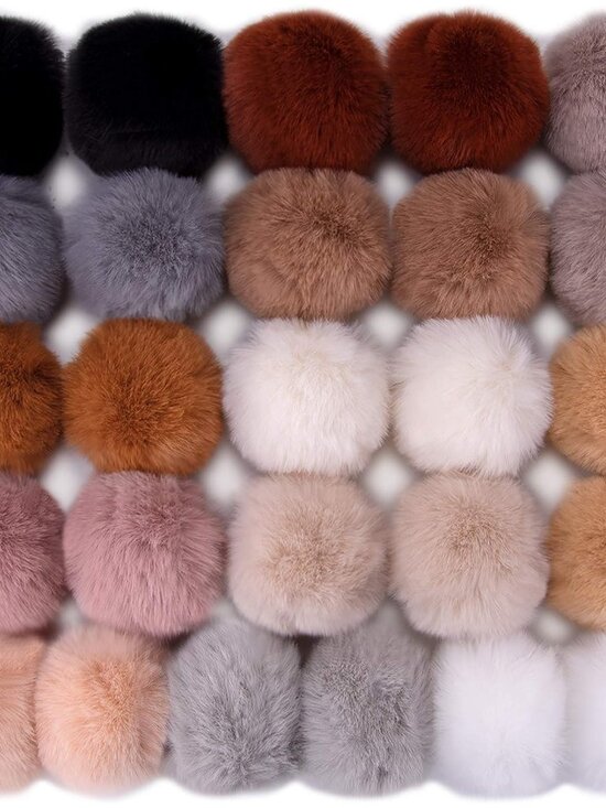 Other - 26 Pcs Faux Fur Pom Poms DIY Hat Pompom with Elastic Loop Soft Color
